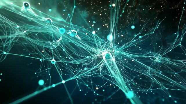 Mesmerizing neuronal network animation displaying intricate brain cell communication and connections