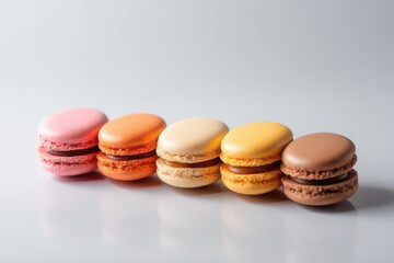 Fototapeta premium Tempting Macarons in Industrial Café Vibe: Clean Food Photography with Hard Side Light