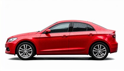Fototapeta premium Rainy City Coupe – Sleek Car with Water Streaks, Side View on White