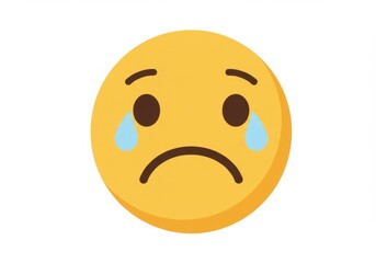 Fototapeta premium Sad crying emoji isolated on transparent background