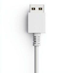 White USB Cable Connector on Minimalist Background for Technology Use