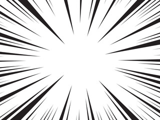 Obraz premium Sun Rays or Explosion Boom for Comic Books Radial Background Vector. Speed rays. Action, speed lines, stripes for comic book frame. Dynamic, speed stripes abstract frame. Comic book action background.