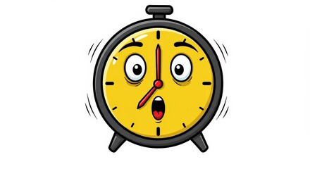 A Surprised Alarm Clock Cartoon Illustration