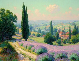 Lavender Fields And Rolling Hills In Provence