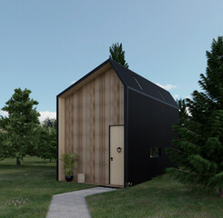 Modern minimalist tiny house facade