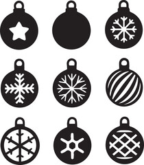 bauble set silhouette vector, bauble illustration, bauble set clipart bundle black and white