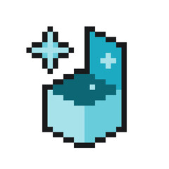 Blue Magical Box Opened, Pixel Art Icon, Isolated