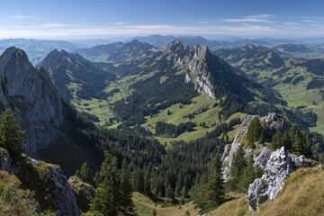 Obraz premium Swiss Alps Panorama View From Mountain Top