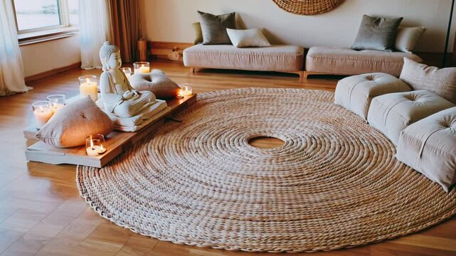 boho buddha meditation room, bohemian meditation space, zen buddha decor, cozy boho meditation area, spiritual boho retreat, relaxed meditation vibes, boho-style buddha room, tranquil meditation corne