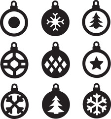 bauble set silhouette vector, bauble illustration, bauble set clipart bundle black and white