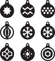 bauble set silhouette vector, bauble illustration, bauble set clipart bundle black and white