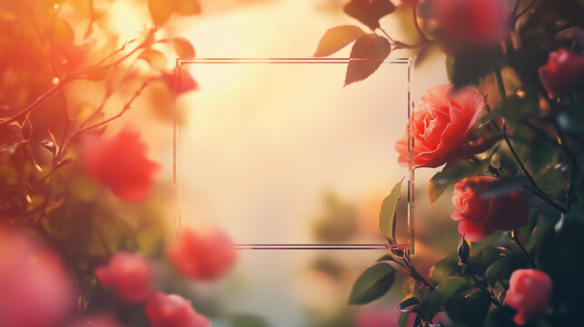 frame of pink rose for background, free space for text - Powered by Adobe