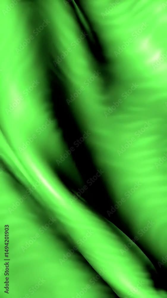 Poster Abstract Green Fabric Texture with Flowing Curves and Shifting Light Patterns