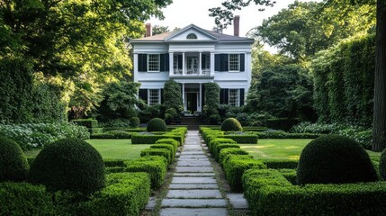 Obraz premium Grand Estate: Picturesque Mansion with Formal Gardens