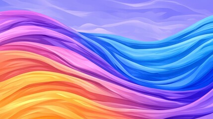 Swirling Waves of Vibrant Purple and Orange in a Dreamy Abstract Landscape