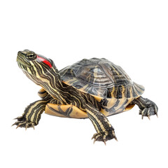 Red-Eared Sliders pet side view full body isolate on white background,