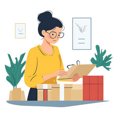 Online shopping, digital selling, ecommerce process, and customer experience through modern illustrated scenes on white background.