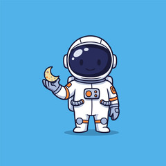 Obraz premium Smiling little astronaut in a white space suit with orange details.