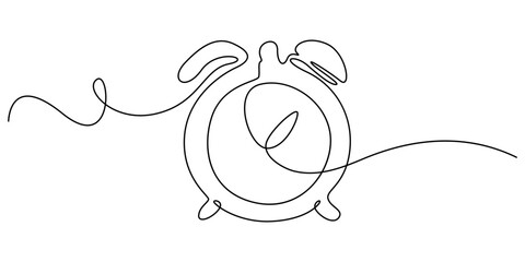 Stopwatch in one continuous single line art drawing, Clock continuous line vector illustration Ttme line drawn illustration, Continuous one line drawing clock icon with doodle hand drawn style. Alarm 