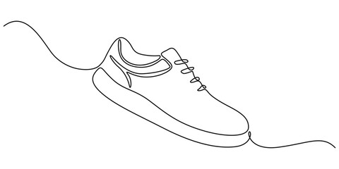 Sneakers sports shoes in a continuous one line drawing. Vector illustration isolated, Casual sneakers shoes continuous one line drawing. Vector illustration of sneakers sports shoes in a continuous.