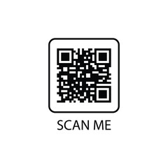 Sample qr code icon on white background. Scan me QR Code Icon Outline Style for web and mobile apps, payment. Scan me line icon with QR code.