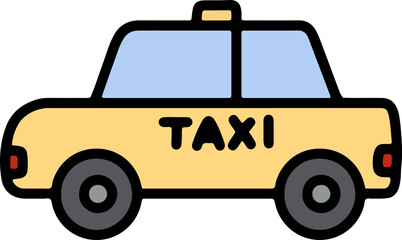 A yellow hand-drawn taxi icon with a 