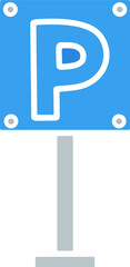 A hand-drawn blue parking sign with a clear 'P' symbol. Perfect for transportation, traffic, and urban design projects.