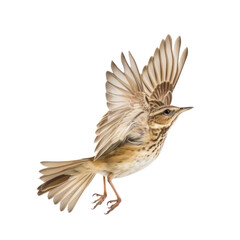 Fototapeta premium Skylark bird fly full body isolate on white background,