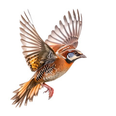Fototapeta premium Partridge bird fly full body isolate on white background