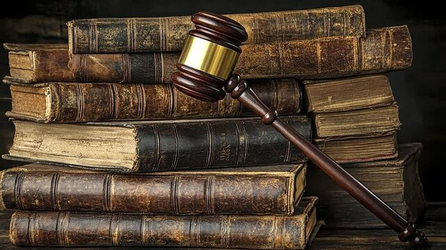 Vintage books and gavel