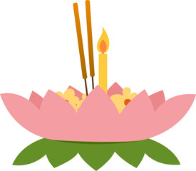 Minimal lotus flower krathong graphic
