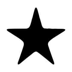 Black star silhouette against a white background provides a simple design element