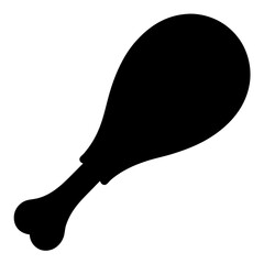 Black silhouette of a chicken drumstick isolated on a white background