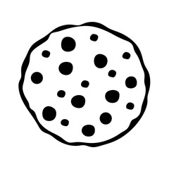 Simple vector illustration of a chocolate chip cookie in black and white