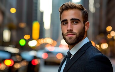 Confident Young Businessman City Portrait