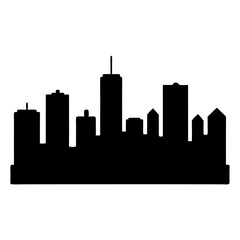 Naklejka premium Striking Cityscape Silhouette Featuring Iconic Buildings and Urban Architectural Design