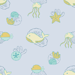 Whimsical Underwater Creatures in Pastel Colors