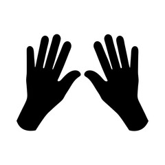 Pair of open hands in a minimalist black and white illustration