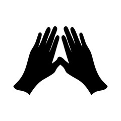 Dramatic silhouette of two hands reaching upwards in a stylized pose