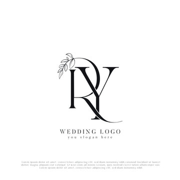 RY Wedding Logo with Floral Wreath