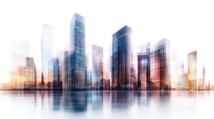 Fototapeta premium Sleek High-Tech Skyline with Glowing Details on Isolated White Background