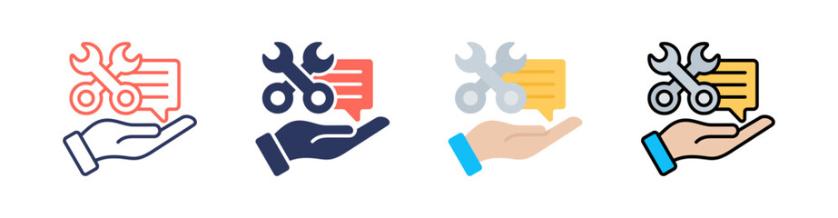 Service Multi Style Icon Set Vector 
