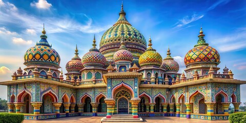 Obraz premium Ancient temple with intricate domed structure adorned with colorful ceramic tiles and ornate sculptures , history, temple