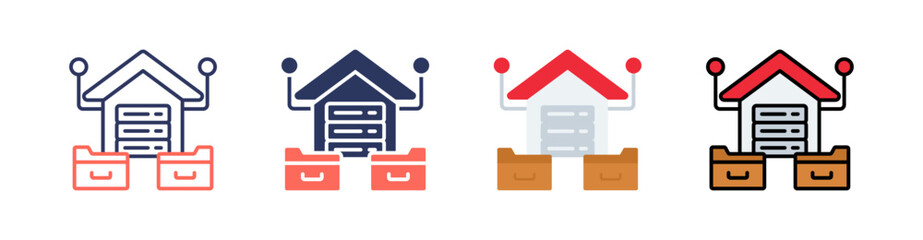Data Warehouse Multi Style Icon Set Vector 