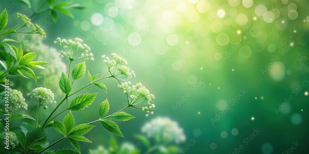 Canvas Prints mysterious green foliage with delicate floral patterns and soft bokeh effect, natural world