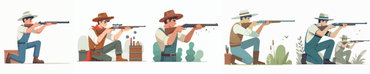 farmer character vector practicing shooting