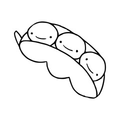 sweet peapod doodle - whimsical food illustration