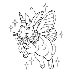 fantasy unicorn rabbit with butterfly wings