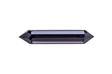 A faceted, double-terminated crystal wand with a polished, reflective surface.