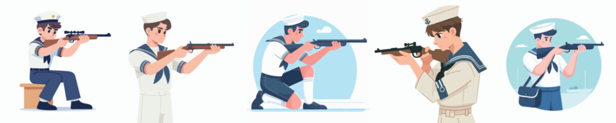 sailor vector doing shooting practice